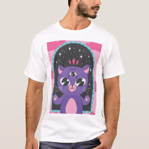 Camiseta Gato Roxo Místico.