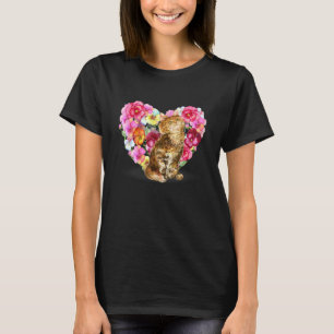 Camiseta Gato Ruivo Aquarela Com Uma Flor Para Animal 1