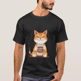 Camiseta Gato Ruivo Atitude Café Primeiro Humor da Manhã ✨�