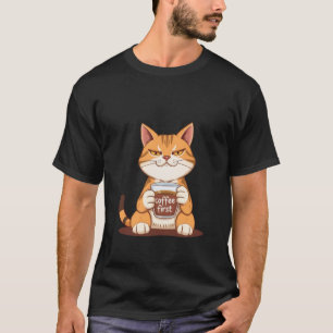 Camiseta Gato Ruivo Atitude Café Primeiro Humor da Manhã ✨�