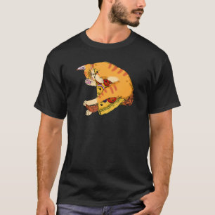 Camiseta Gato Ruivo Comendo Pizza Fatia de Pizza Pepperoni 