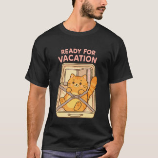 Camiseta Gato Ruivo Fofo e Engraçado Empacotado em Mala par