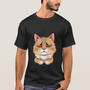 Camiseta Gato Ruivo Triste e Engraçado com Olhos Cansados ✨