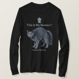 Camiseta Gato Russo Azul Engraçado – Este é o Meu Humano