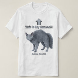 Camiseta Gato Russo Azul Engraçado – Este é o Meu Humano