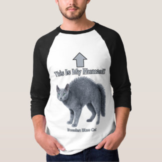 Camiseta Gato Russo Azul Engraçado – Este é o Meu Humano