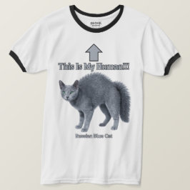 Camiseta Gato Russo Azul Engraçado – Este é o Meu Humano