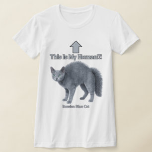 Camiseta Gato Russo Azul Engraçado – Este é o Meu Humano
