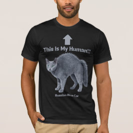 Camiseta Gato Russo Azul Engraçado – Este é o Meu Humano