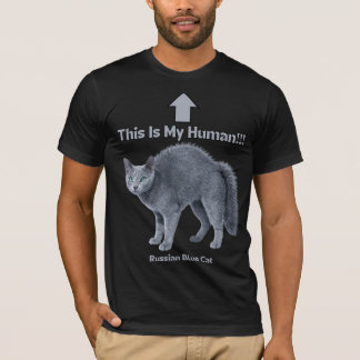 Camiseta Gato Russo Azul Engraçado – Este é o Meu Humano