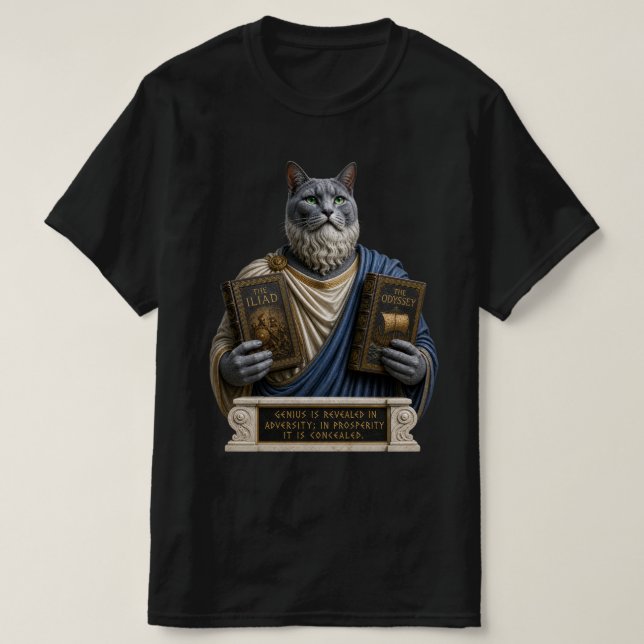 Camiseta Gato Russo Azul Homérico (Frente do Design)