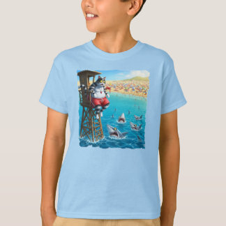 Camiseta Gato salva-vidas preso pela maré alta!