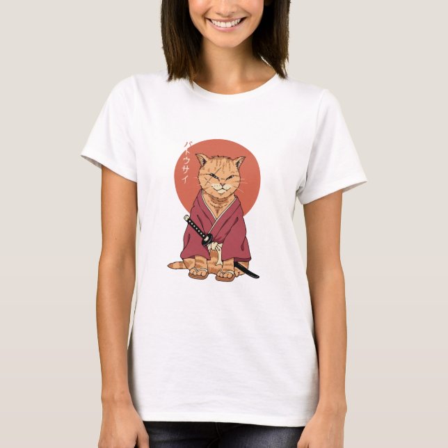 Camiseta gato samurai (Frente)
