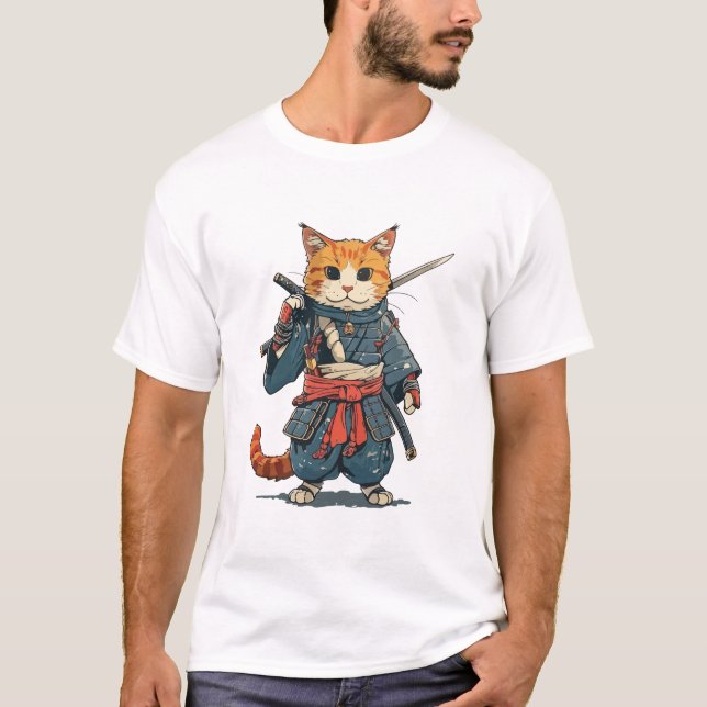 Camiseta gato samurai (Frente)