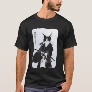 Camiseta Gato Samurai Arte de Guerreiro Ukiyo-e Japonês Vin