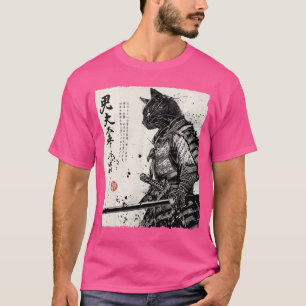 Camiseta Gato Samurai Arte Japonês Anime Presentes Homens M