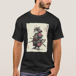 Camiseta Gato Samurai Arte Japonês Guerreiro Vintage