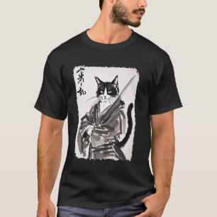 Camiseta Gato Samurai Arte Ukiyo-e Japonês Antigo Guerreiro