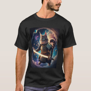Camiseta Gato Samurai Astral Guardião das Ondas Celestiais