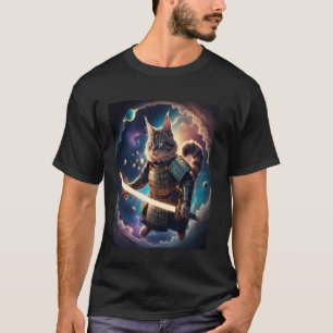 Camiseta Gato Samurai Astral Guardião das Ondas Celestiais