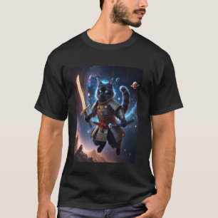 Camiseta Gato Samurai Astral Guardião das Ondas Celestiais