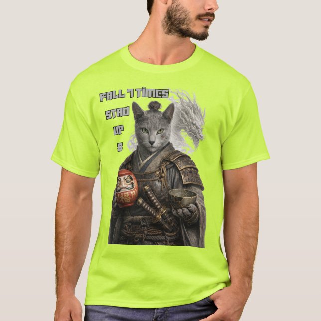 Camiseta Gato Samurai Azul Russo (Frente)