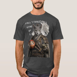 Camiseta Gato Samurai Azul Russo