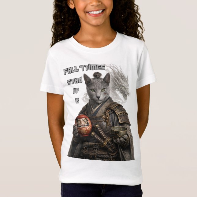 Camiseta Gato Samurai Azul Russo (Frente)
