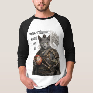 Camiseta Gato Samurai Azul Russo