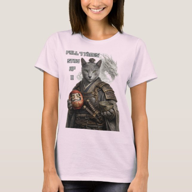 Camiseta Gato Samurai Azul Russo (Frente)