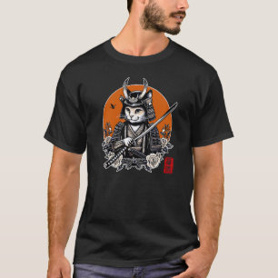 Camiseta Gato Samurai Bushido Ninja Japonês Kanji Tatuagem