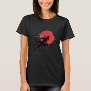 Camiseta Gato Samurai Descolorido Vibrações Retro Ninja Jap