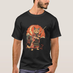 Camiseta Gato Samurai Gato Ninja Japonês Arte Pagode
