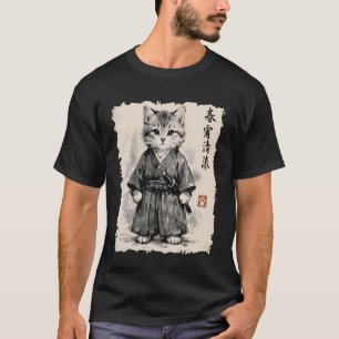 Camiseta Gato Samurai Guerreiro Anime Arte Japonês Kawaii G