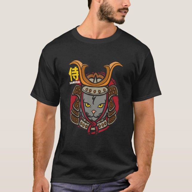 Camiseta Gato Samurai Guerreiro Japonês Kitty 1 (Frente)