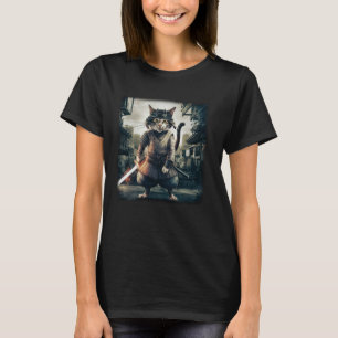 Camiseta Gato Samurai Guerreiro Japonês Vintage