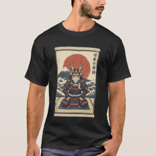 Camiseta Gato Samurai Guerreiro Ronin Neko Arte Japonês Fel