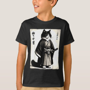 Camiseta Gato Samurai Guerreiro Vintage Anime Japonês