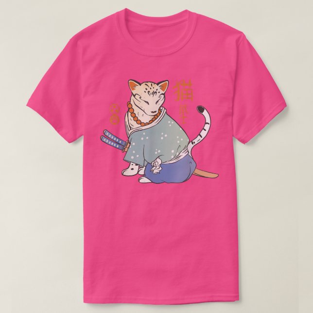 Camiseta gato samurai japonês  (Frente do Design)
