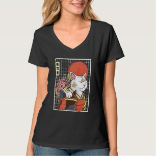 Camiseta Gato Samurai Japonês Estética Japão Bandeira do So