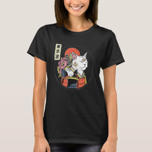 Camiseta Gato Samurai Japonês Estética Japão Bandeira do So