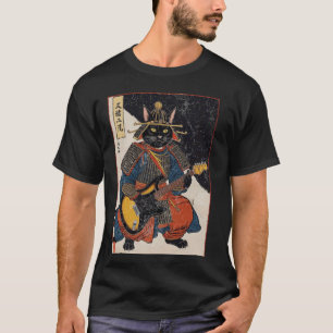 Camiseta Gato Samurai Japonês Tocando Guitarra Elétrica Uki
