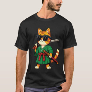 Camiseta Gato Samurai Legal com Óculos de Sol Pretos