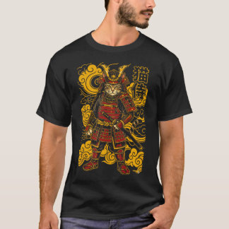 Camiseta Gato Samurai Neko Feroz Tradicional Japonês