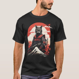 Camiseta Gato Samurai Ninja Guerreiro do Japão Antigo Gatin