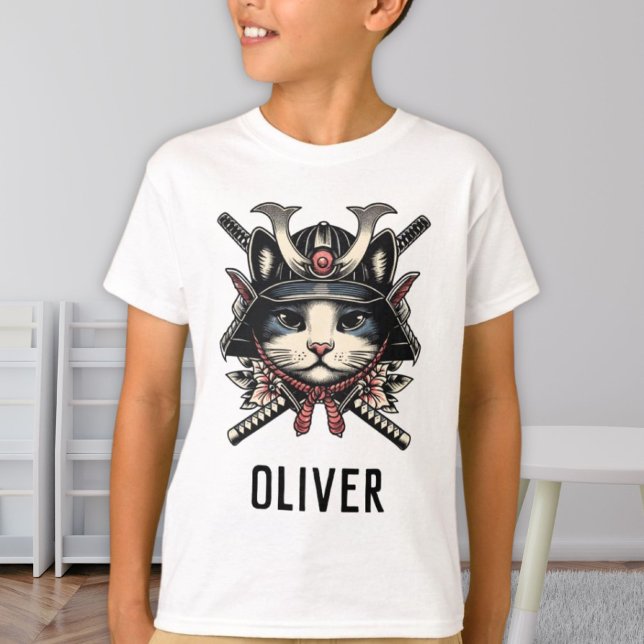 Camiseta Gato Samurai Sábio Personalizado (Criador carregado)