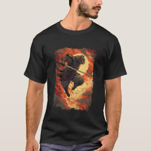 Camiseta Gato Samurai - Salto Ninja Flamejante