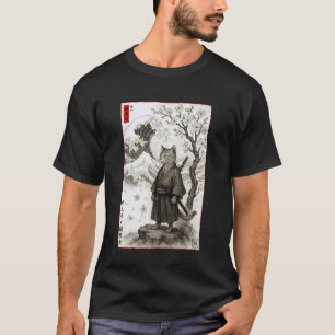 Camiseta Gato Samurai Ukiyo-e Pintura Japonesa Kanagawa Edo