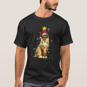Camiseta Gato Santa Birman Festa de Natal Luz
