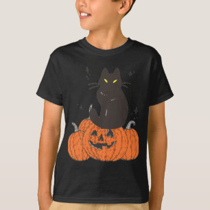 Camiseta Gato Sapatinho Do Halloween Com Abóbora